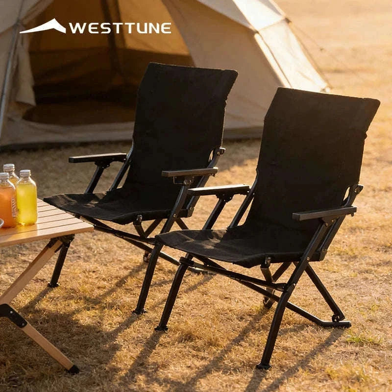 Folding Outdoor Chair with High Back and Handrails-High Back