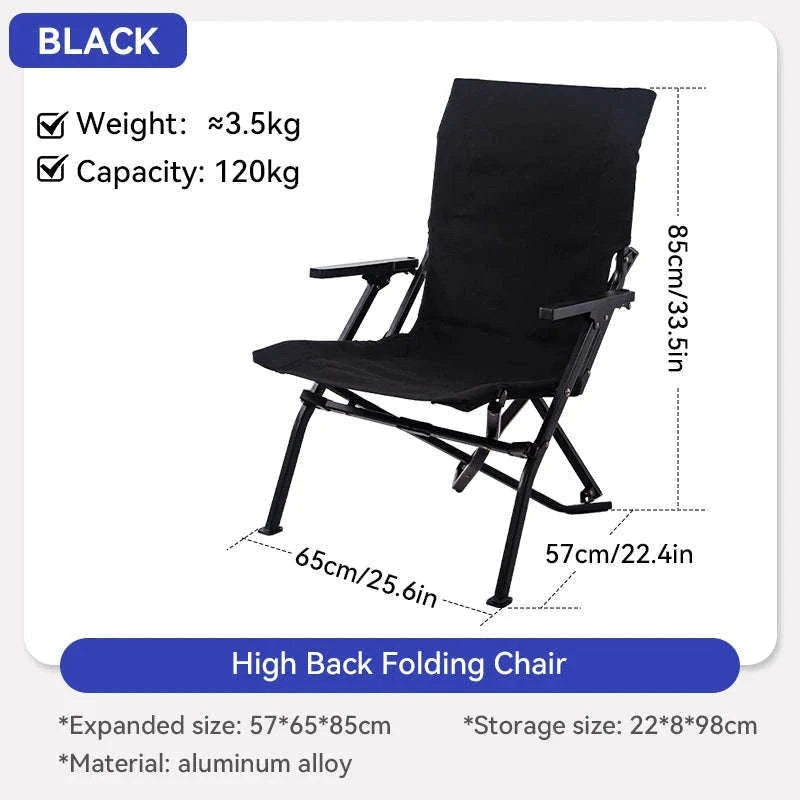 Folding Outdoor Chair with High Back and Handrails-High Back
