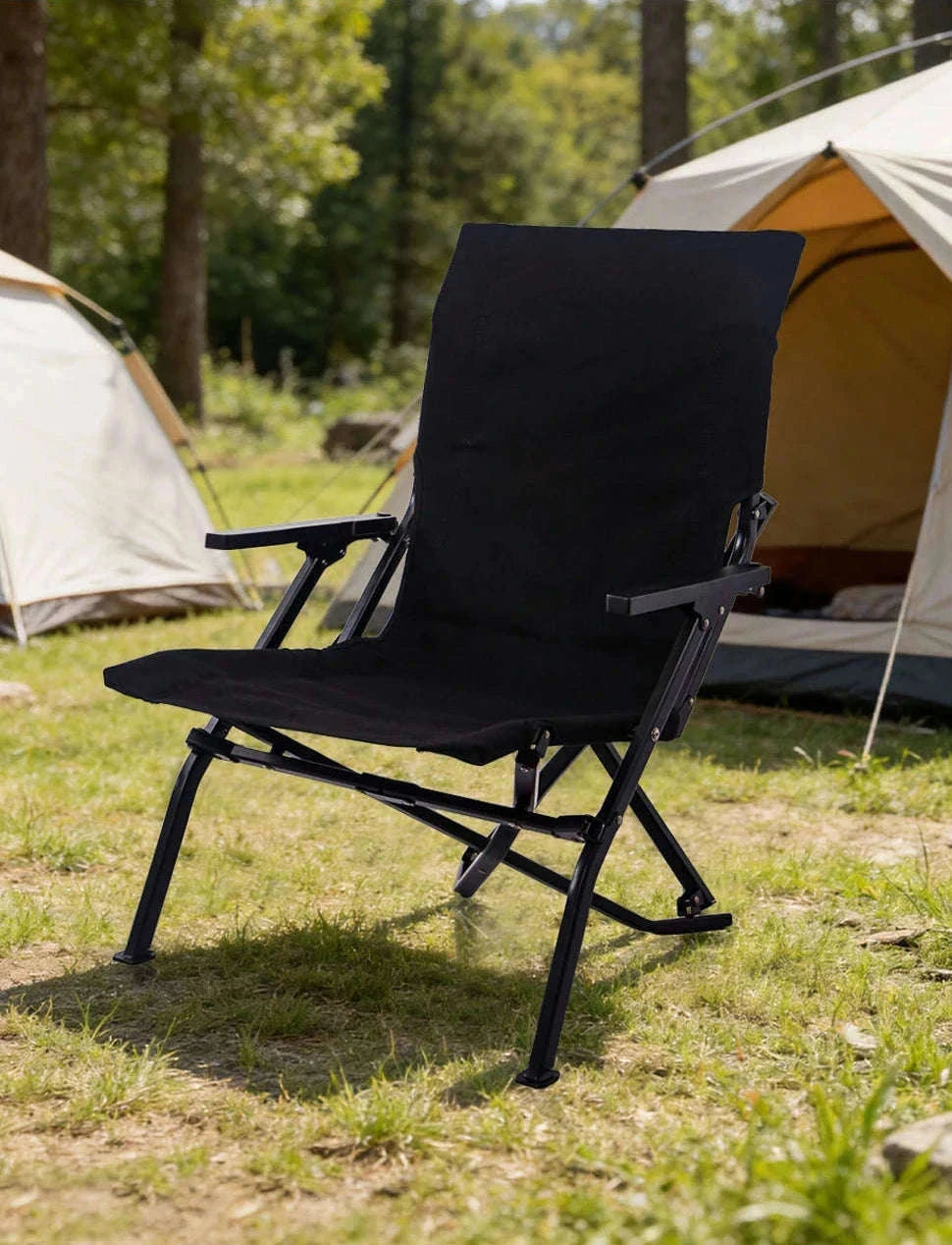 Folding Outdoor Chair with High Back and Handrails-High Back