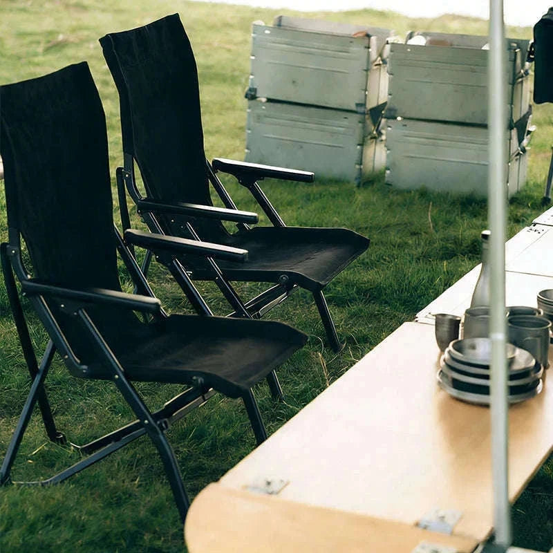Folding Outdoor Chair with High Back and Handrails-High Back