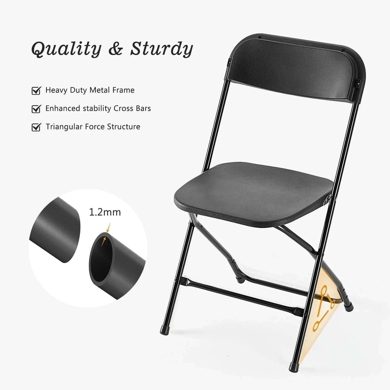 Folding Padded Chairs with Metal Frame – 330LB Capacity Set-6 Pack White / United States