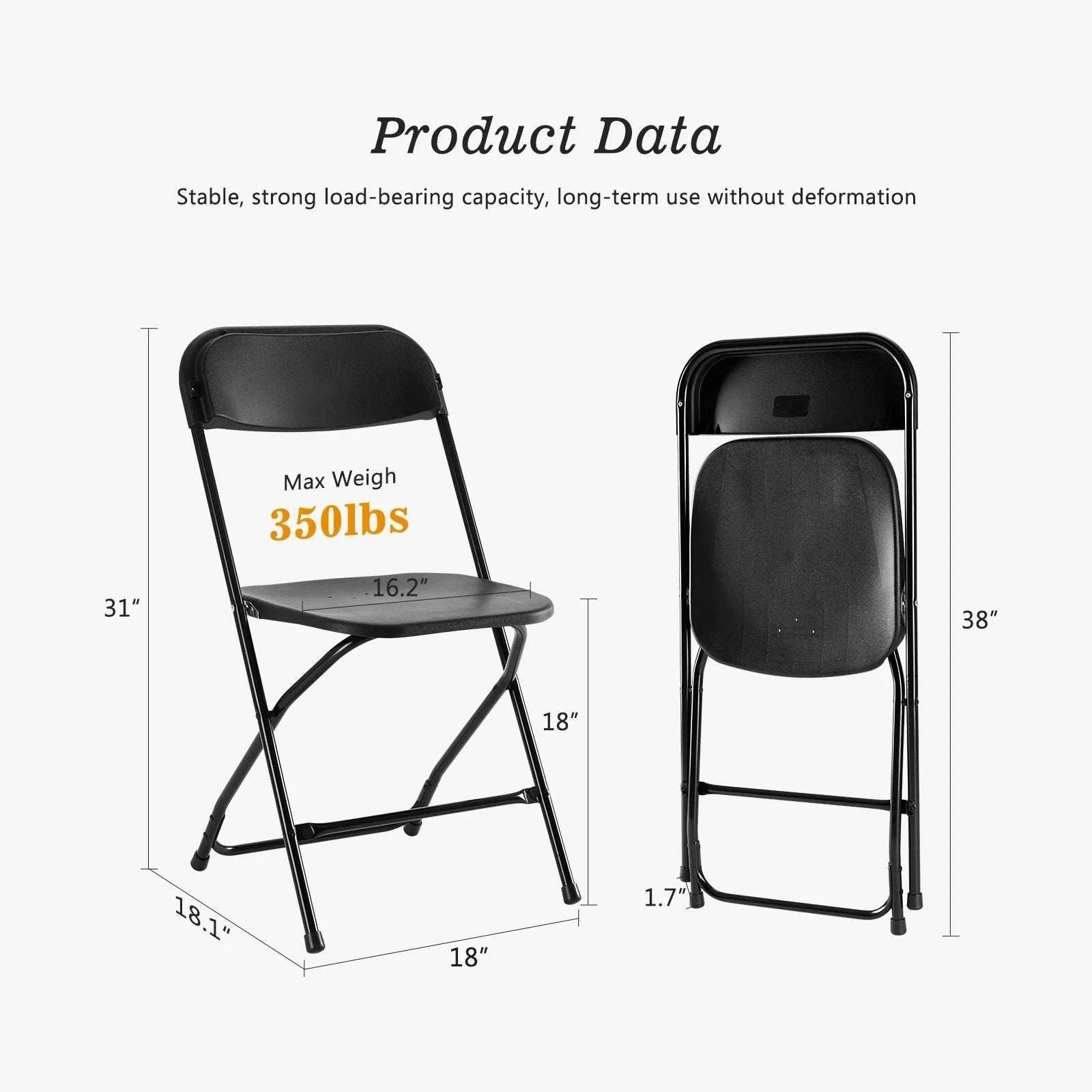 Folding Padded Chairs with Metal Frame – 330LB Capacity Set-6 Pack White / United States
