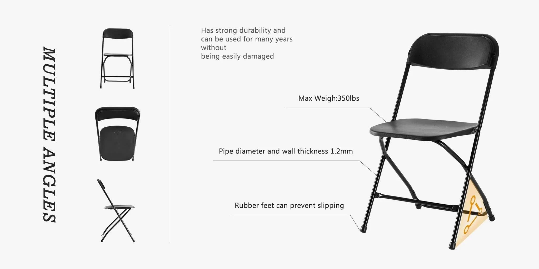 Folding Padded Chairs with Metal Frame – 330LB Capacity Set-6 Pack White / United States