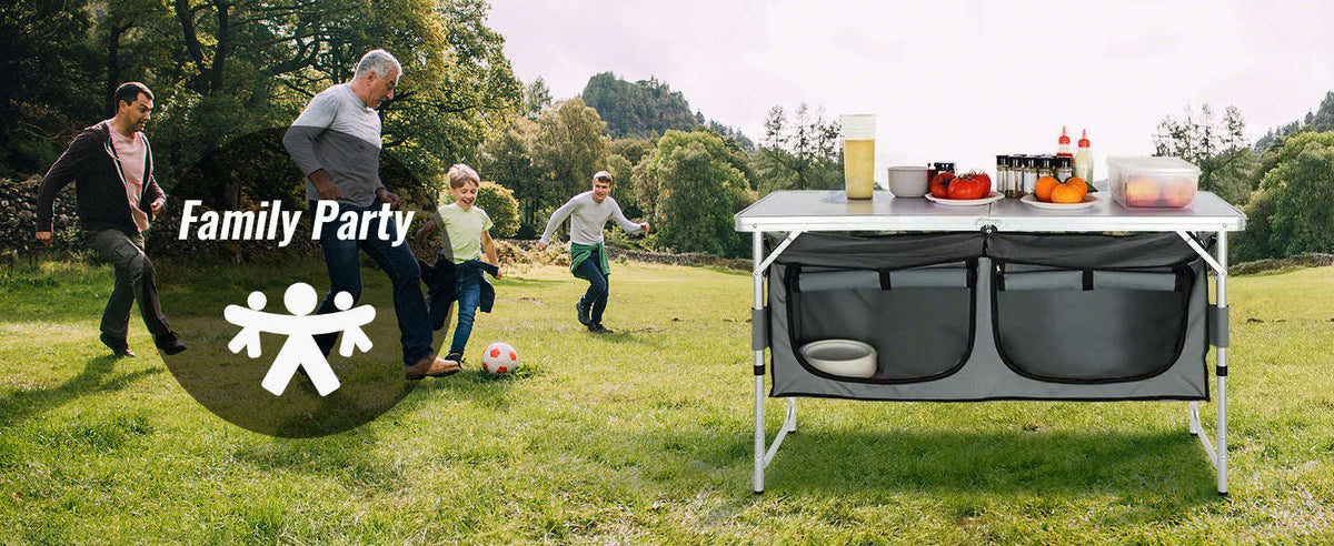 Folding Picnic Table with Storage Bag and Adjustable Height-Germany