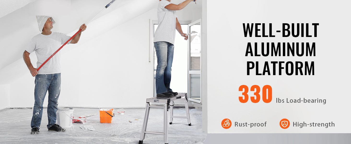 Folding Work Platform Ladder with Non-Slip Feet, 330–660 lbs Capacity