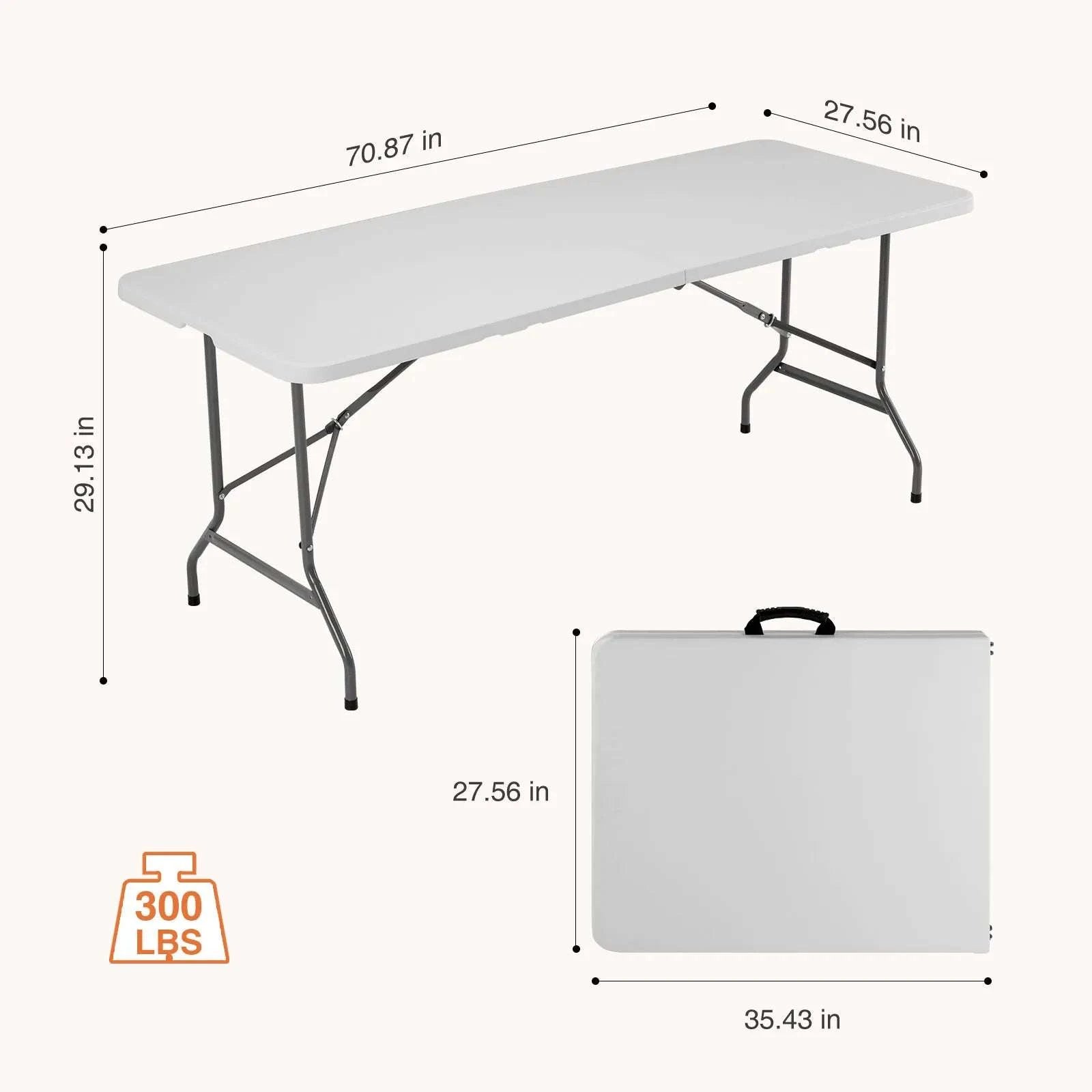 Folding Portable Table 4/6/8 FT Heavy Duty Indoor Outdoor Use-6FT / United States