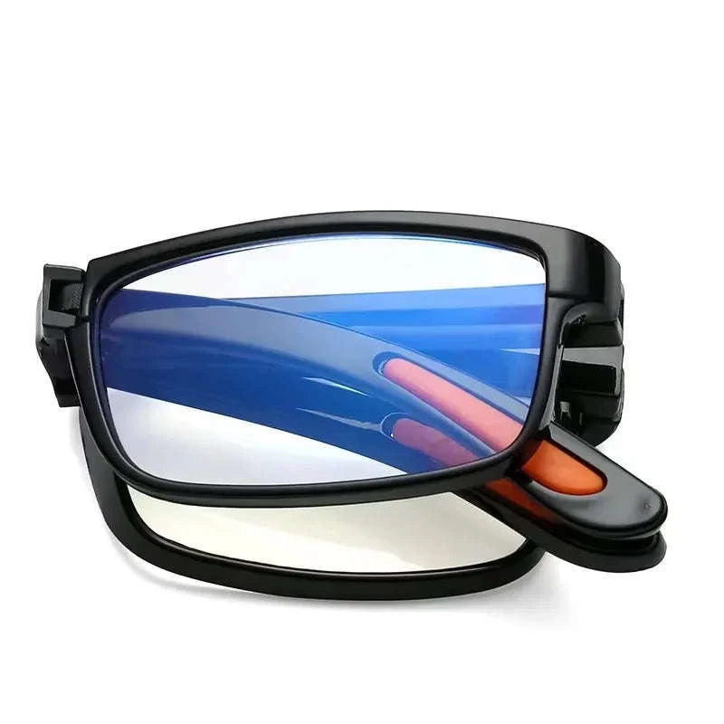 Folding Reading Glasses with Anti‑Blue Light Case-black / +250