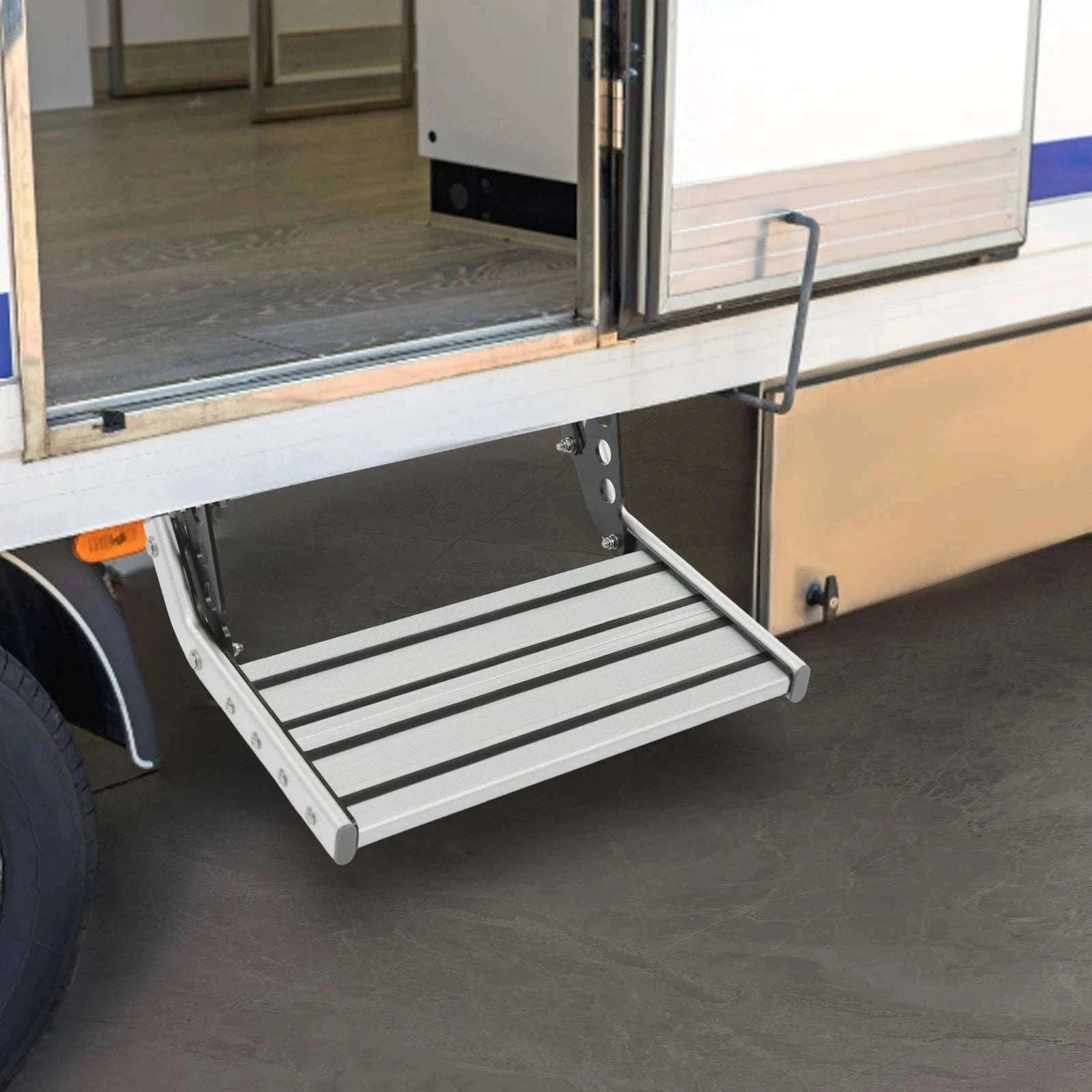 Folding RV Step Silver Aluminum Alloy 44cm with 12V LED Light-SILVER / france