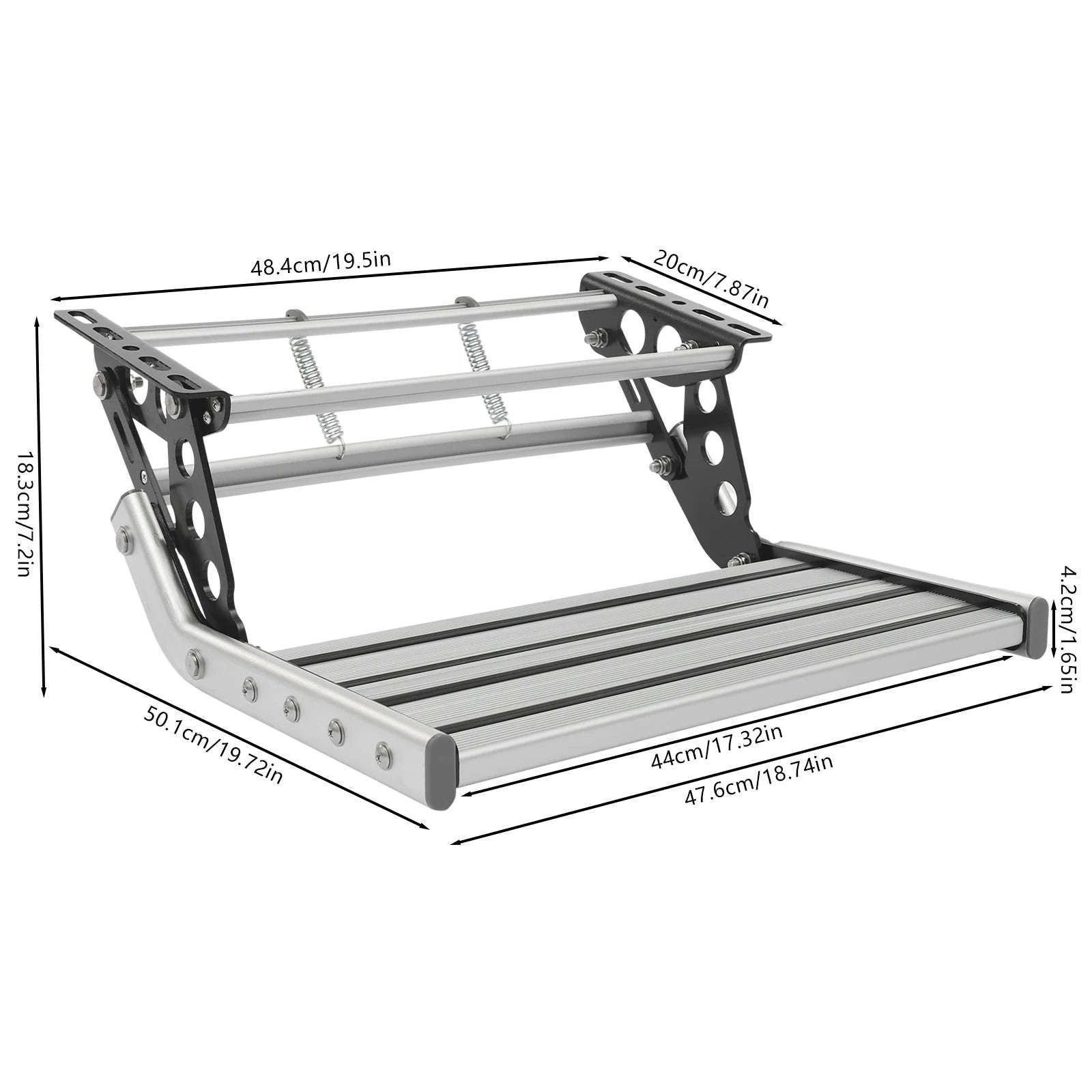 Folding RV Step Silver Aluminum Alloy 44cm with 12V LED Light-SILVER / france