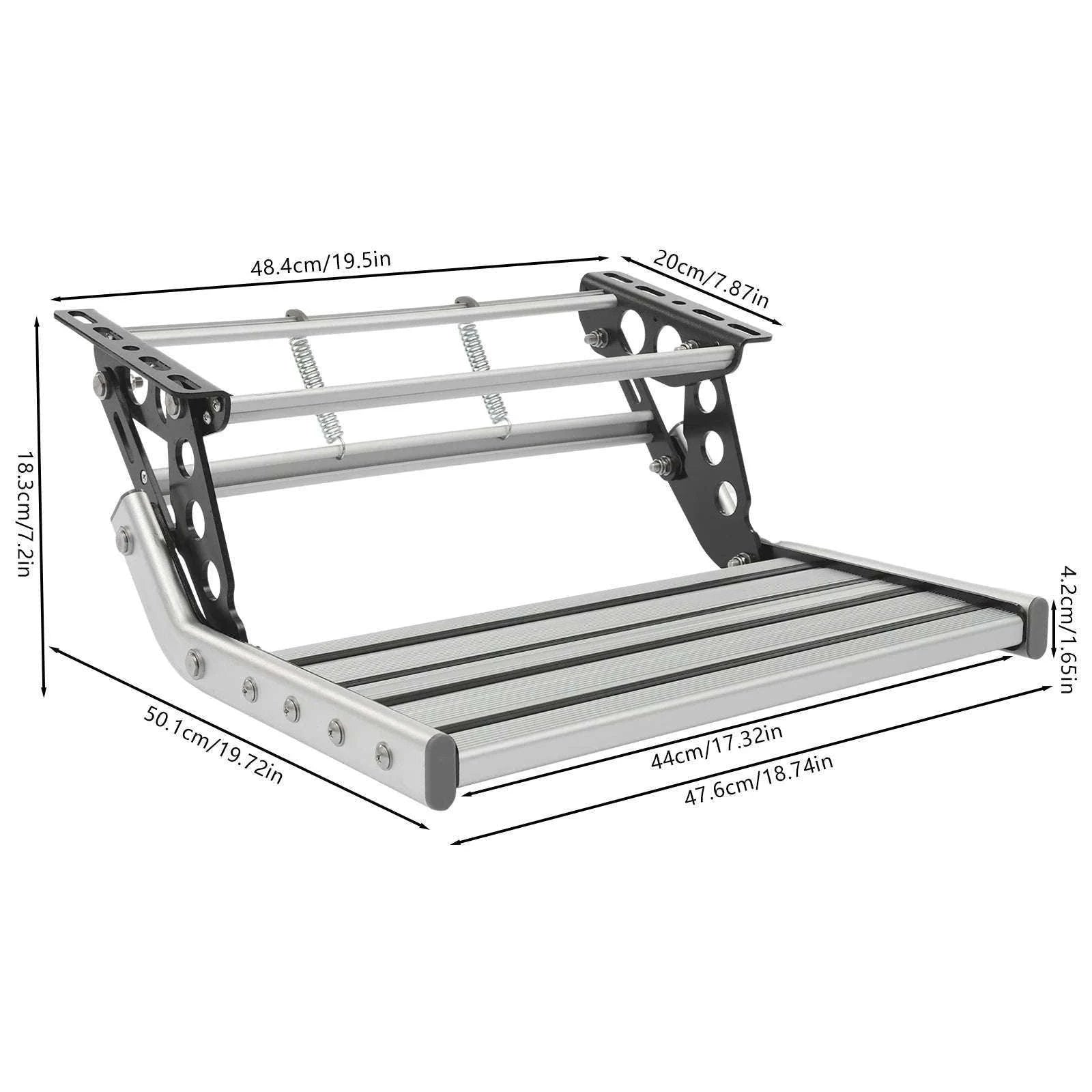 Folding RV Step Silver Aluminum Alloy 44cm with 12V LED Light-SILVER / france