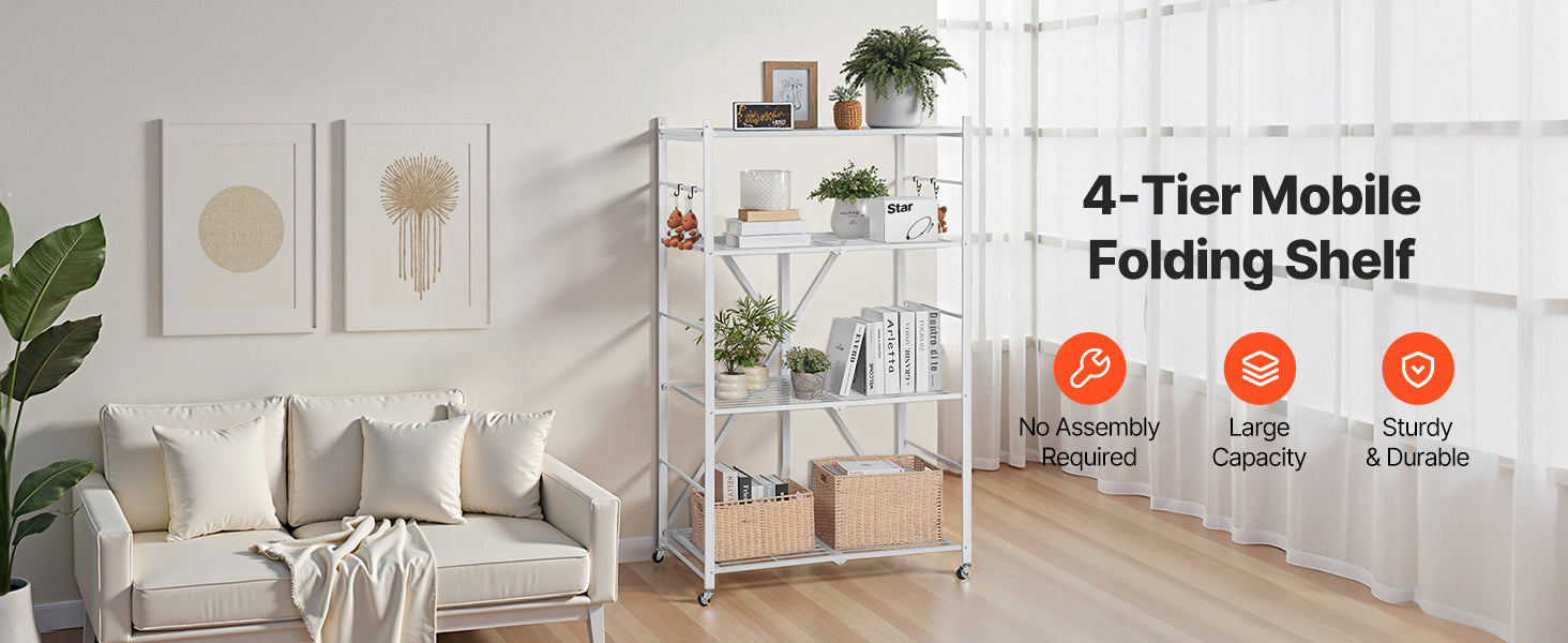 Foldable Metal Storage Shelf with Wheels Heavy Duty Garage Rack