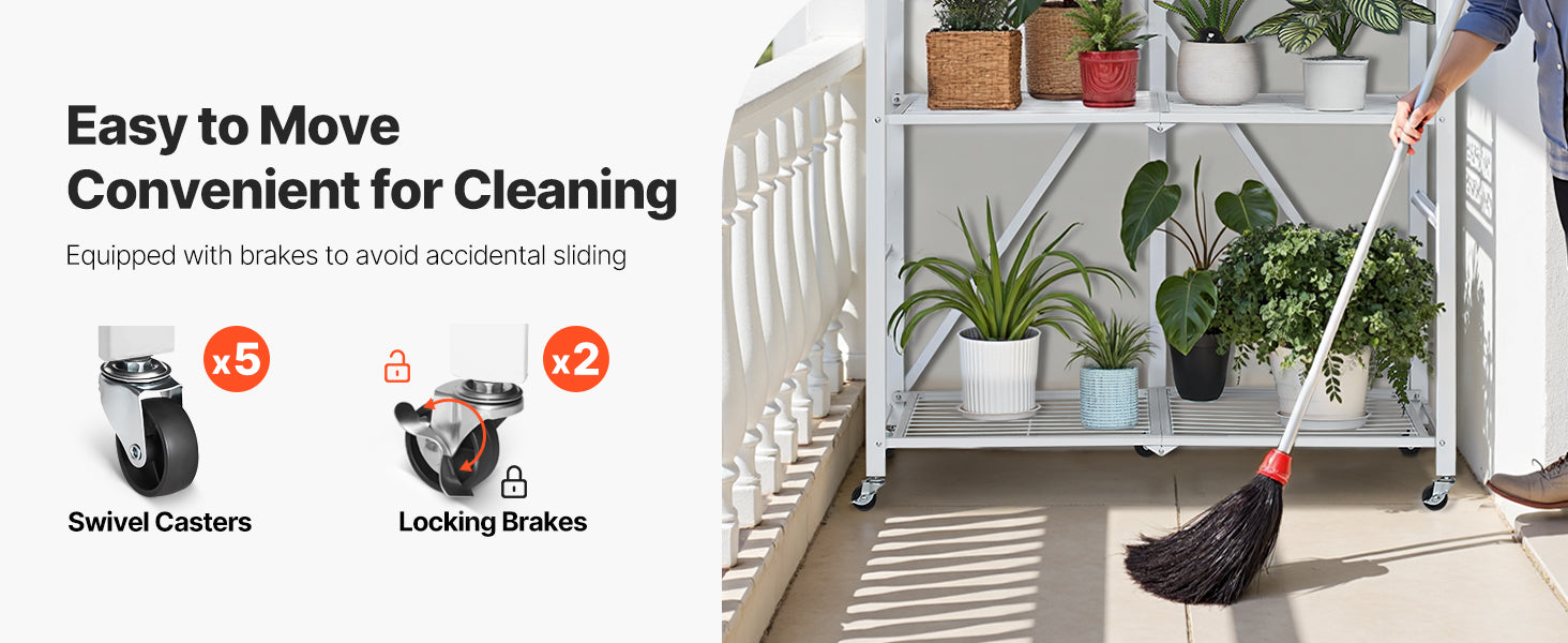 Foldable Metal Storage Shelf with Wheels Heavy Duty Garage Rack