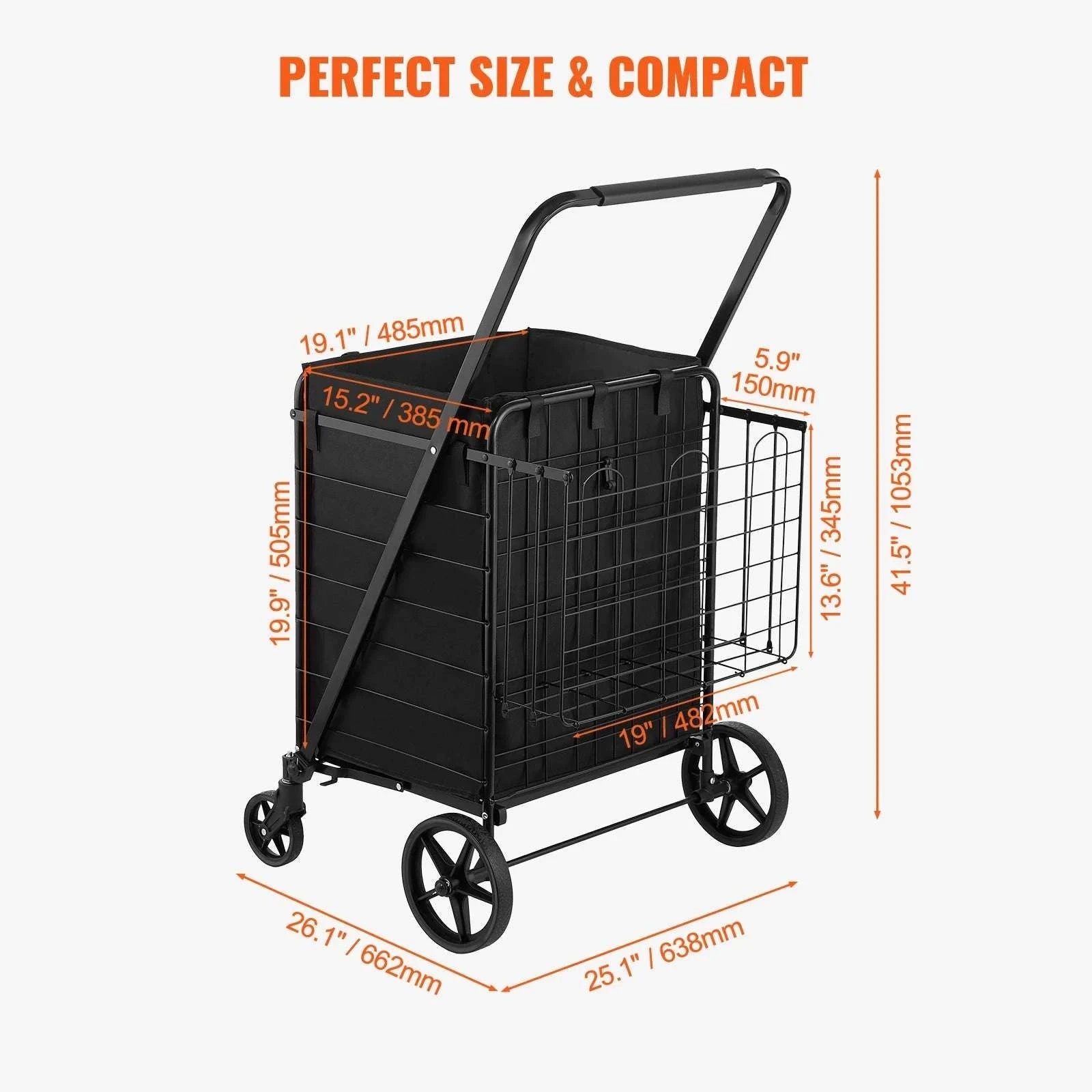 Folding Shopping Cart with Waterproof Liner & 330LB Capacity-106LBS / spain