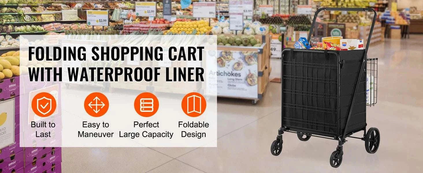 Folding Shopping Cart with Waterproof Liner & 330LB Capacity-106LBS / spain