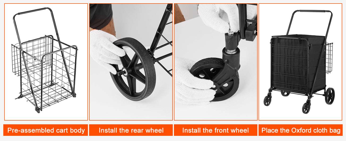 Folding Shopping Cart with Waterproof Liner & 330LB Capacity-106LBS / spain