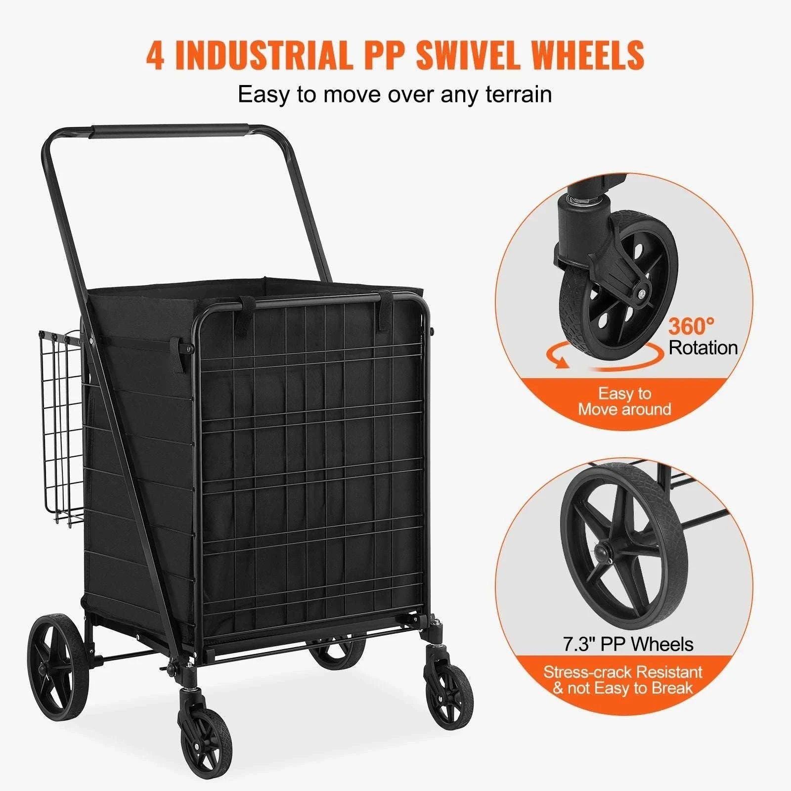 Folding Shopping Cart with Waterproof Liner & 330LB Capacity-106LBS / spain