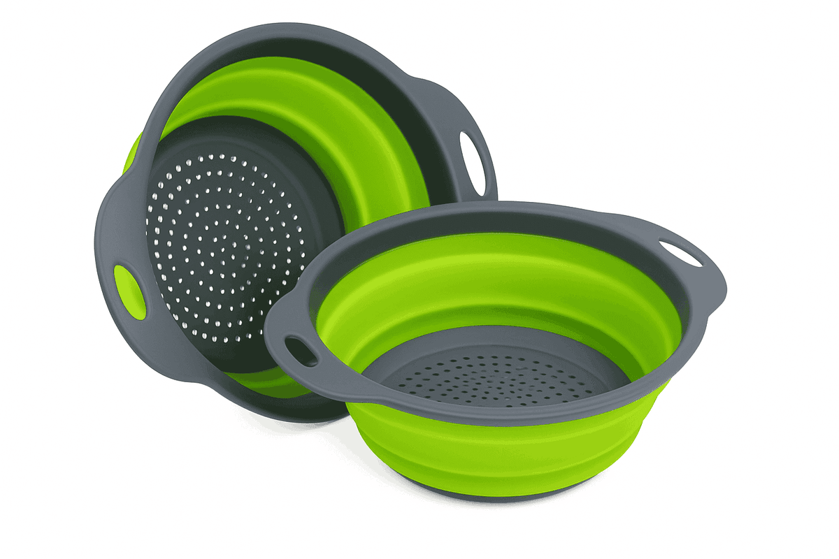Folding Silicone Colander for Fast Draining and Slim Storage-Red / S