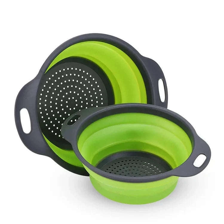 Folding Silicone Colander for Fast Draining and Slim Storage-Red / S