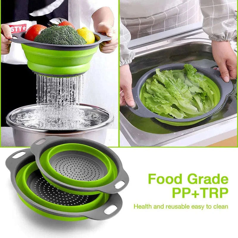 Folding Silicone Colander-Red / S