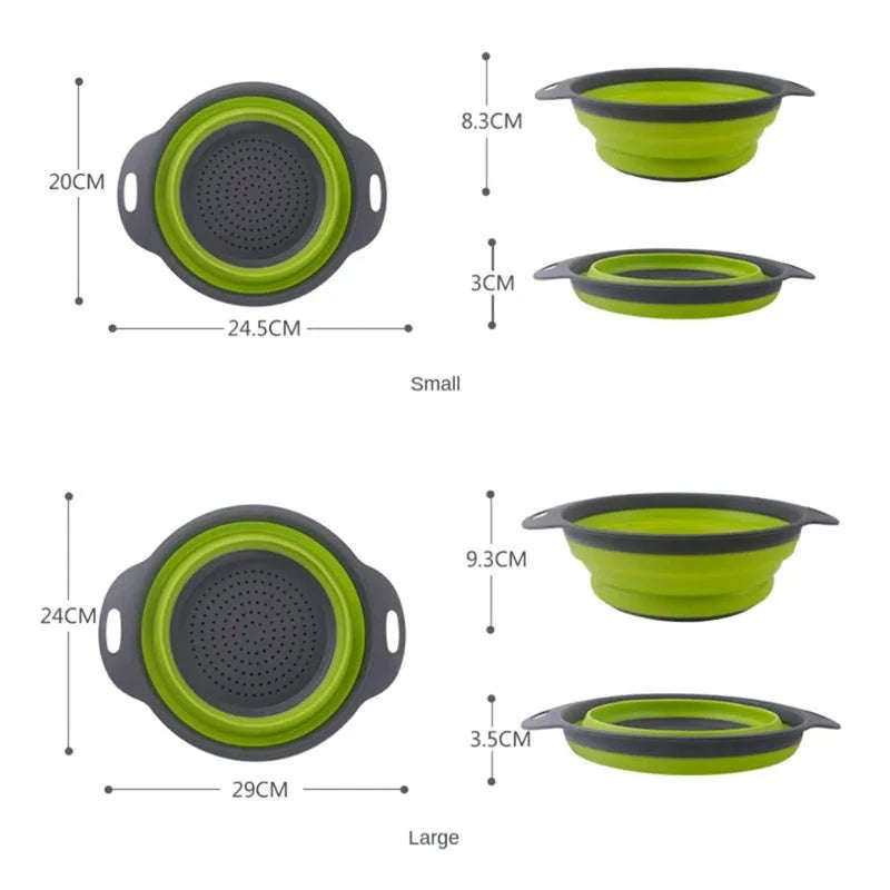 Folding Silicone Colander-Red / S