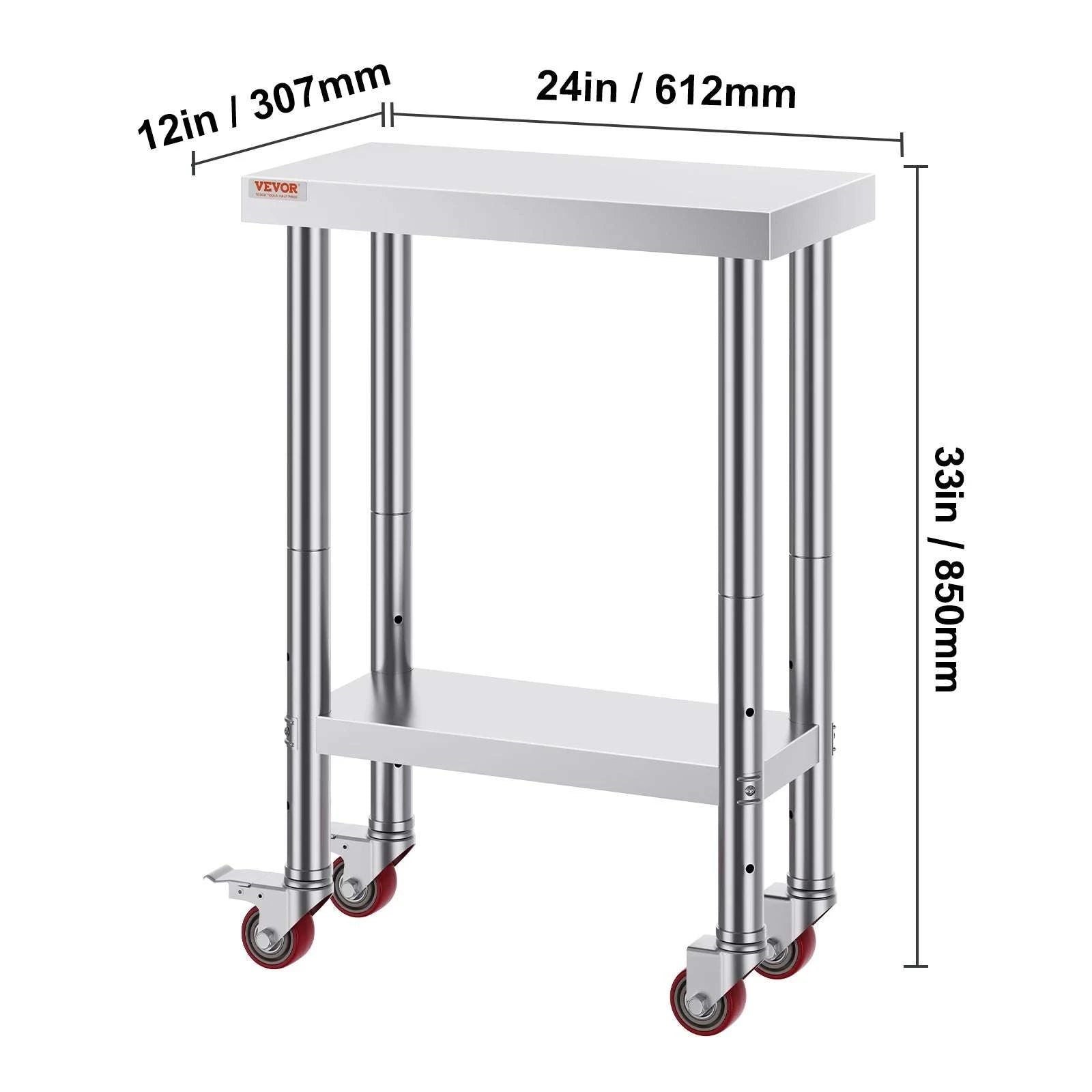 Folding Stainless Steel Work Table with Undershelf 48x24 Inch-24x48inch / france