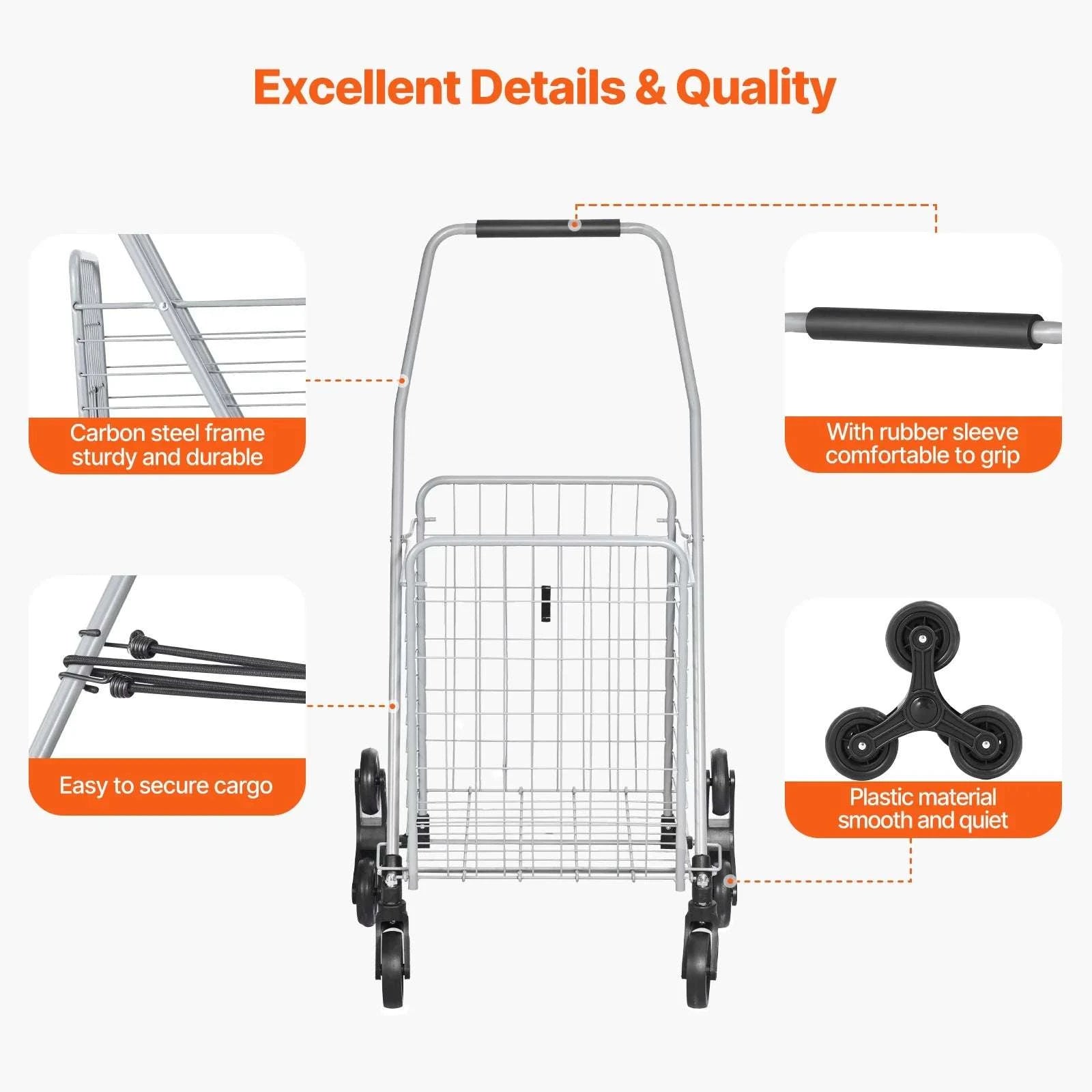 Folding Stair Climbing Cart with Wheels, 88lb Capacity Utility Trolley-88lbs / United States