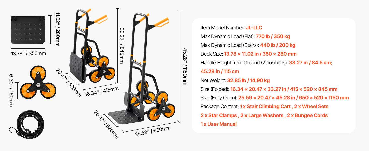 Folding Stair Climbing Hand Truck Dolly 440–770 lbs Capacity-770lbs / United States