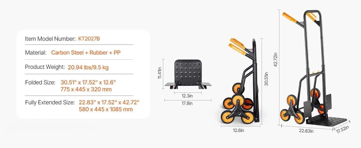 Folding Stair Climbing Hand Truck Dolly 440–770 lbs Capacity-770lbs / United States