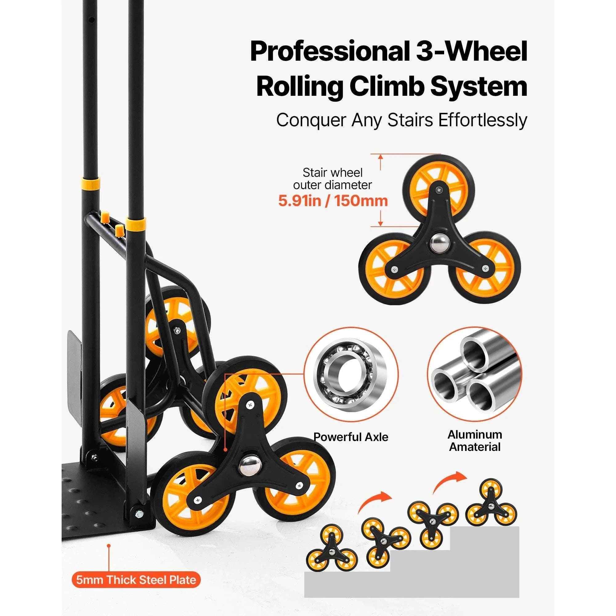 Folding Stair Climbing Hand Truck Dolly 440–770 lbs Capacity-770lbs / United States
