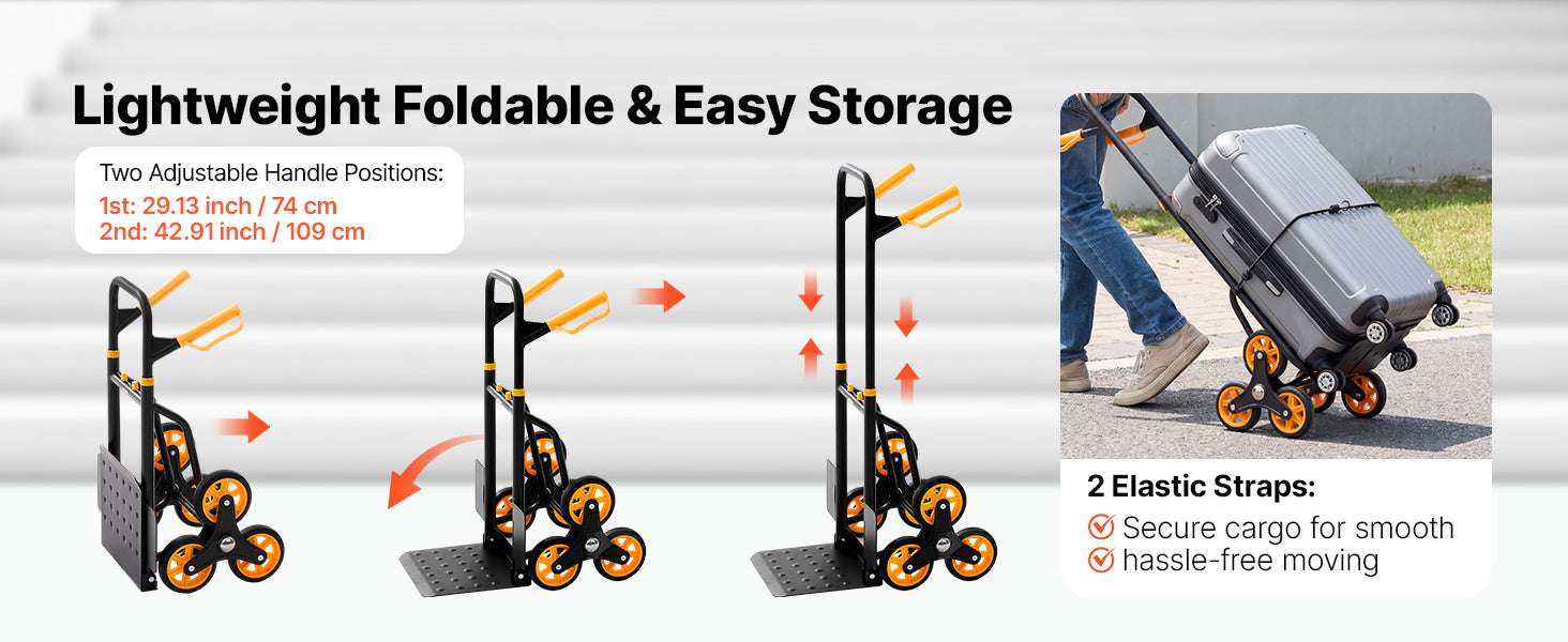 Folding Stair Climbing Hand Truck Dolly 440–770 lbs Capacity-770lbs / United States