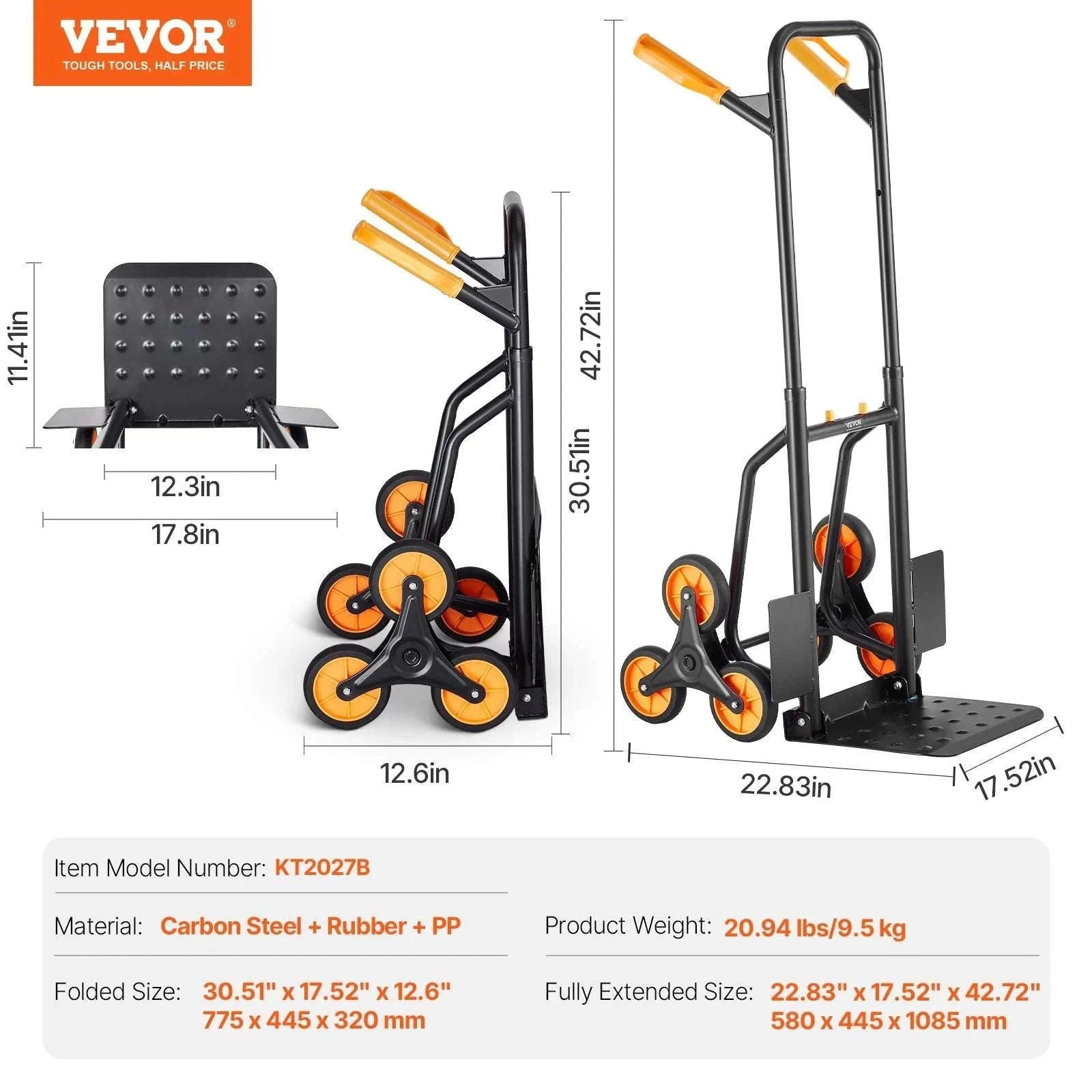 Folding Stair Climbing Hand Truck Dolly 440–770 lbs Capacity-770lbs / United States