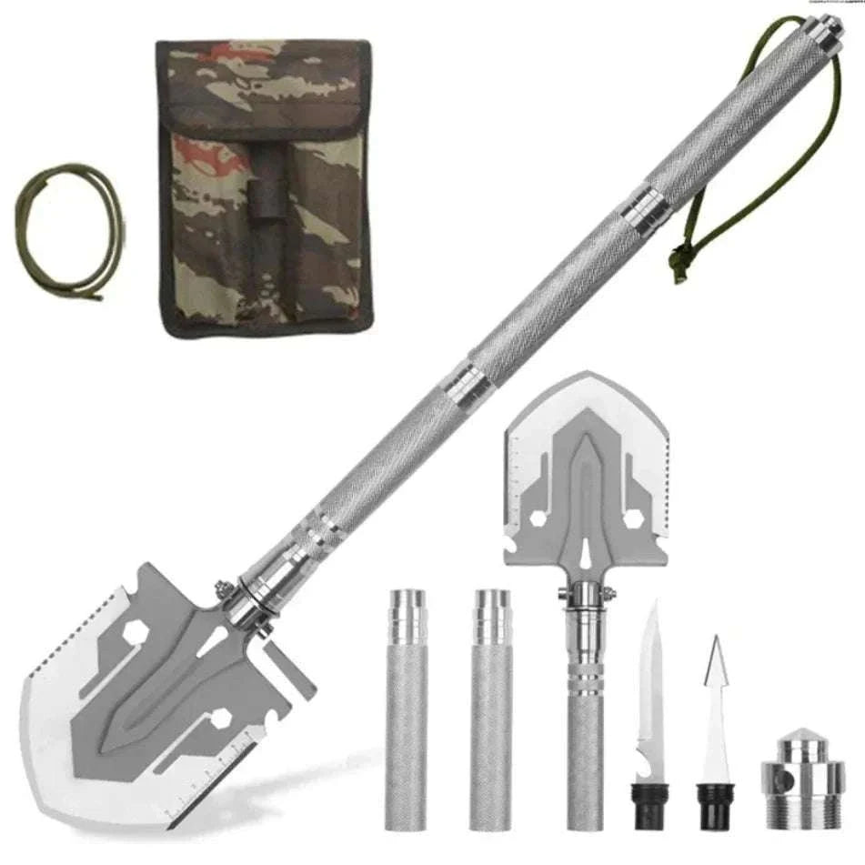 Folding Survival Shovel Multi-Tool for Camping, Hiking & Outdoor Use-4 Section