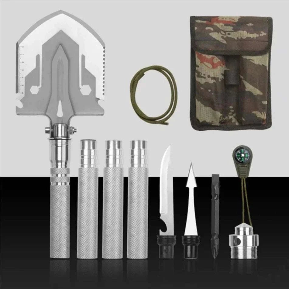 Folding Survival Shovel Multi-Tool for Camping, Hiking & Outdoor Use-4 Section
