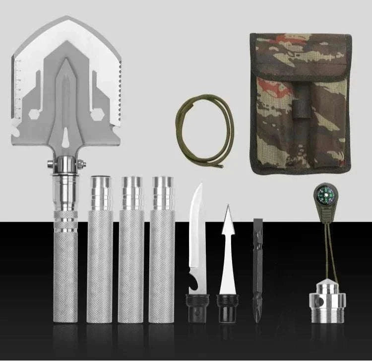 Folding Survival Shovel Multi-Tool for Camping, Hiking & Outdoor Use-4 Section