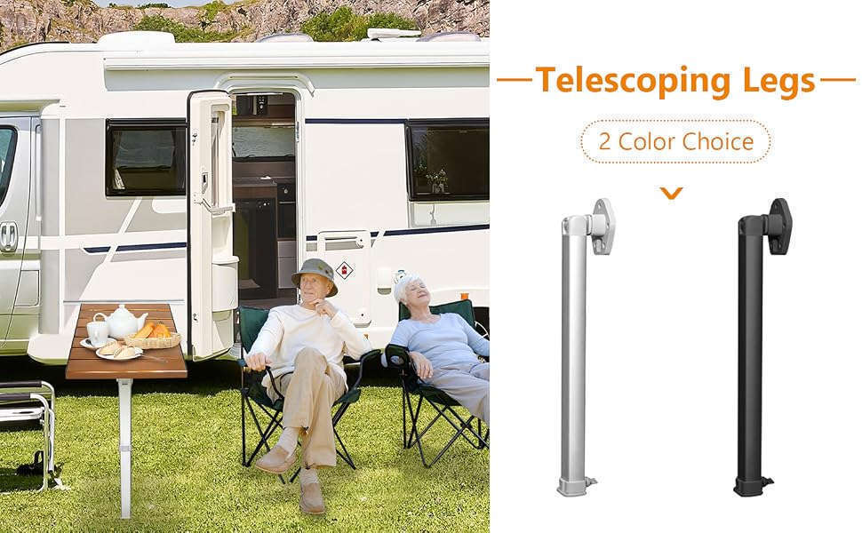 Folding Telescoping RV Table Legs 21.3-36.6 Inch Height Adjustable Aluminum Alloy-White / Germany