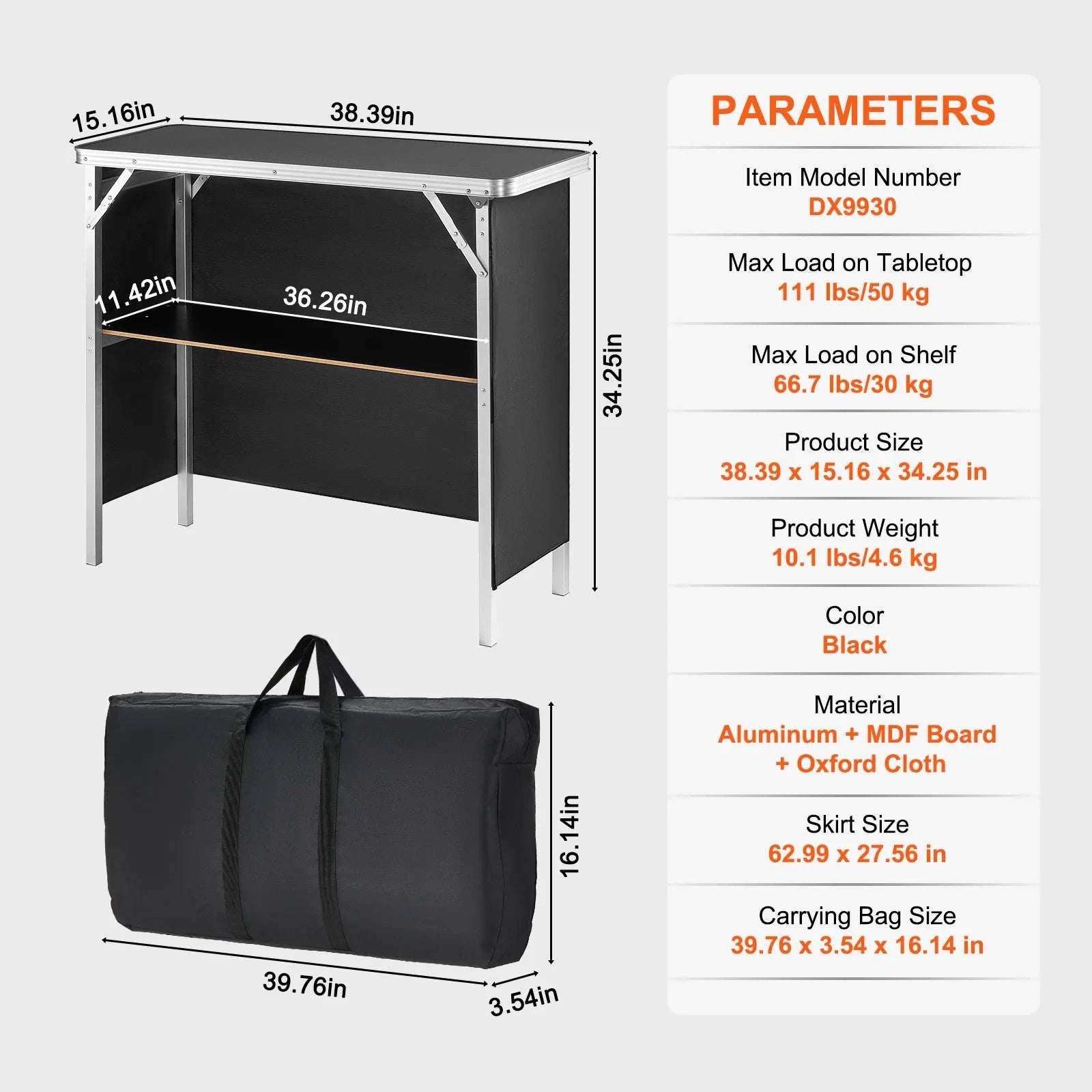 Folding Trade Show Counter Table with Storage Shelf & Carry Bag-more than 55 inch / United States