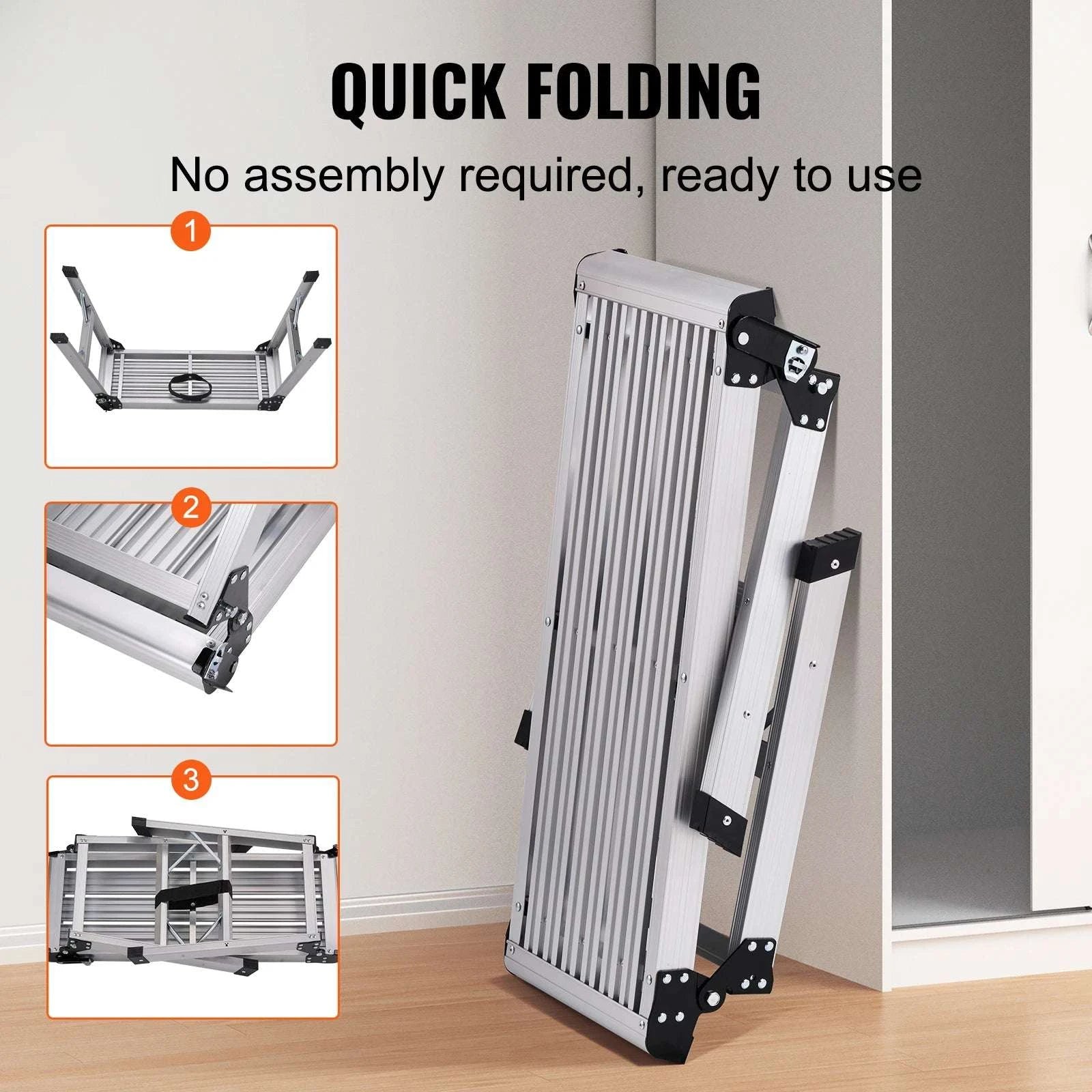 Folding Work Platform Ladder with Non-Slip Feet, 330–660 lbs Capacity-United States / 30 x 76 cm