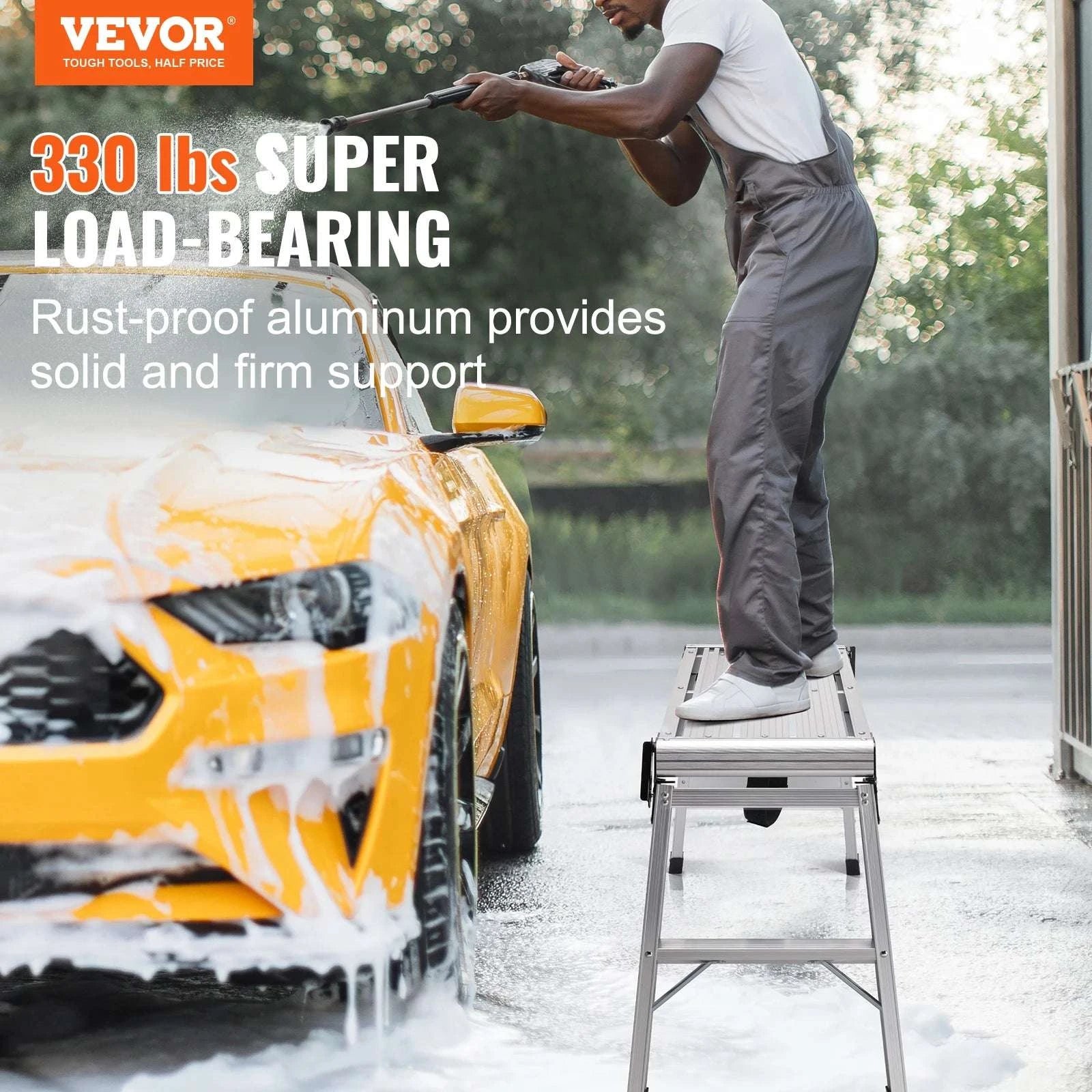Folding Work Platform Ladder with Non-Slip Feet, 330–660 lbs Capacity-United States / 30 x 76 cm