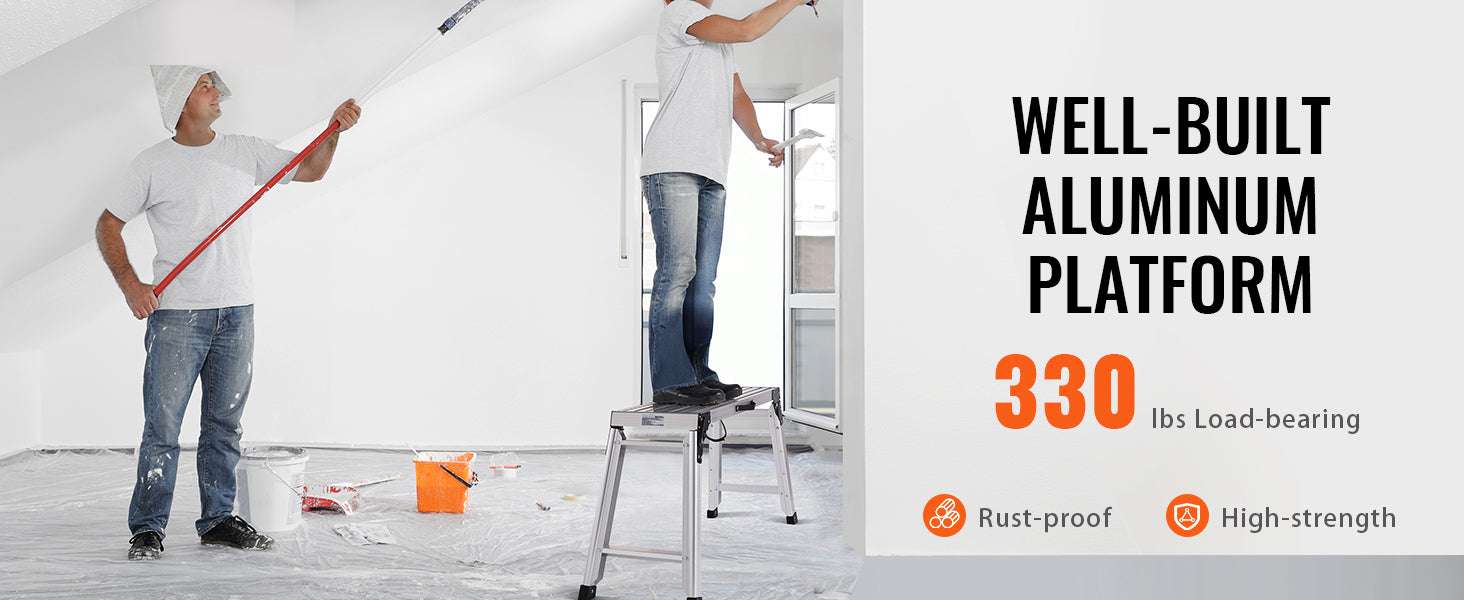 Folding Work Platform Ladder with Non-Slip Feet, 330–660 lbs Capacity-United States / 30 x 76 cm