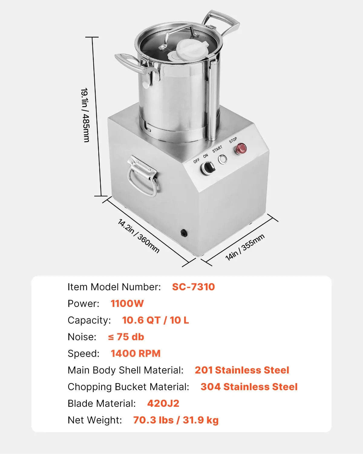 Food Processor & Vegetable Chopper-15L 1400W / france