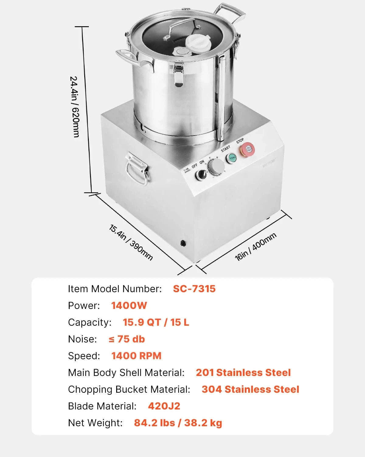 Food Processor & Vegetable Chopper-15L 1400W / france