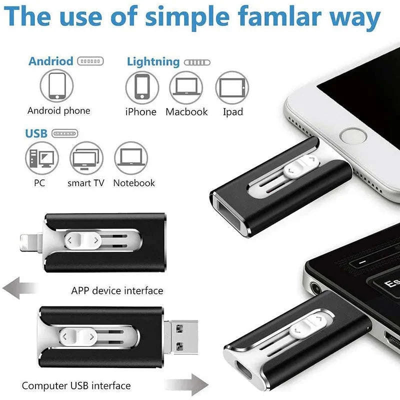 For iPhone Flash Drive 3.0 External Storage-1TB / Silver send Type C
