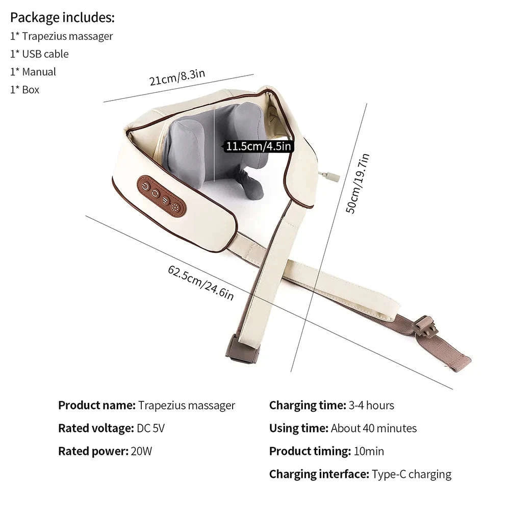 Foreverlily 26W Brushless Neck & Shoulder Massager-26W-White