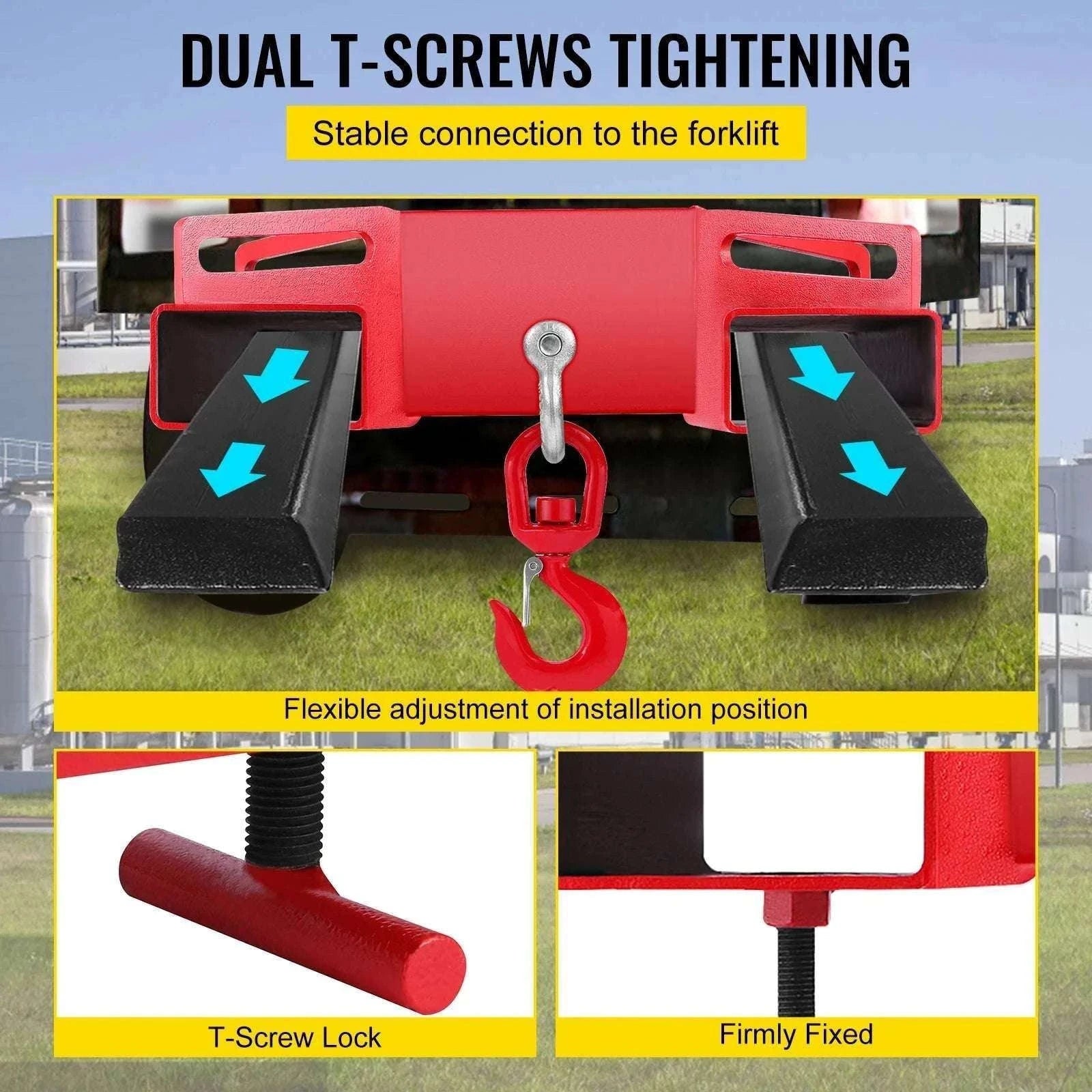 Forklift Lifting Hook 3 Ton (6600 lbs) Swivel Hoist Attachment-spain