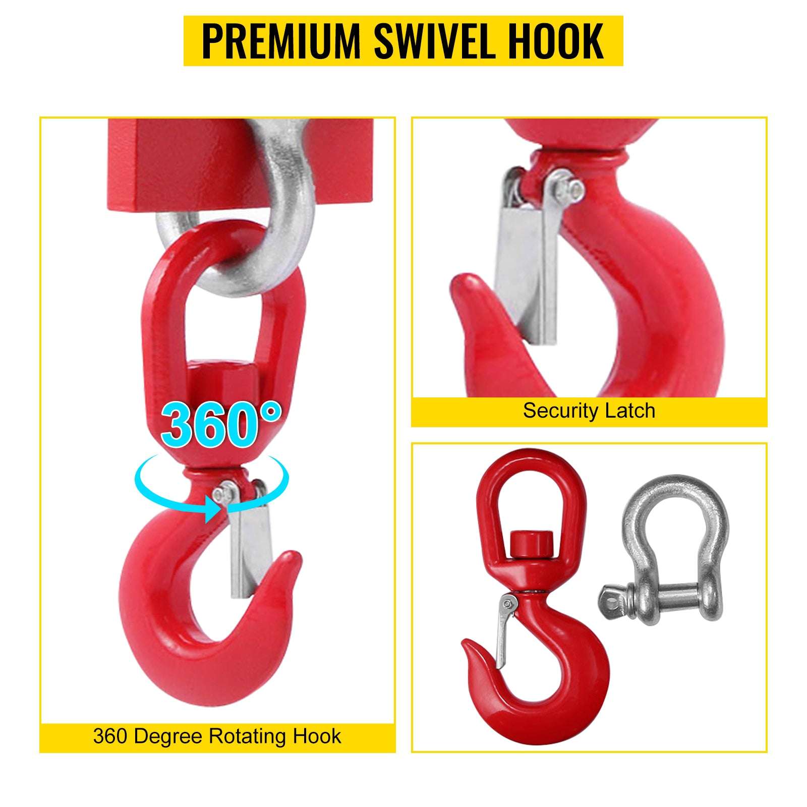 Forklift Lifting Hook 3 Ton (6600 lbs) Swivel Hoist Attachment-spain