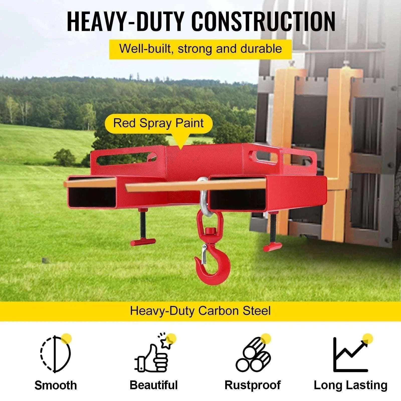 Forklift Lifting Hook 3 Ton (6600 lbs) Swivel Hoist Attachment-spain