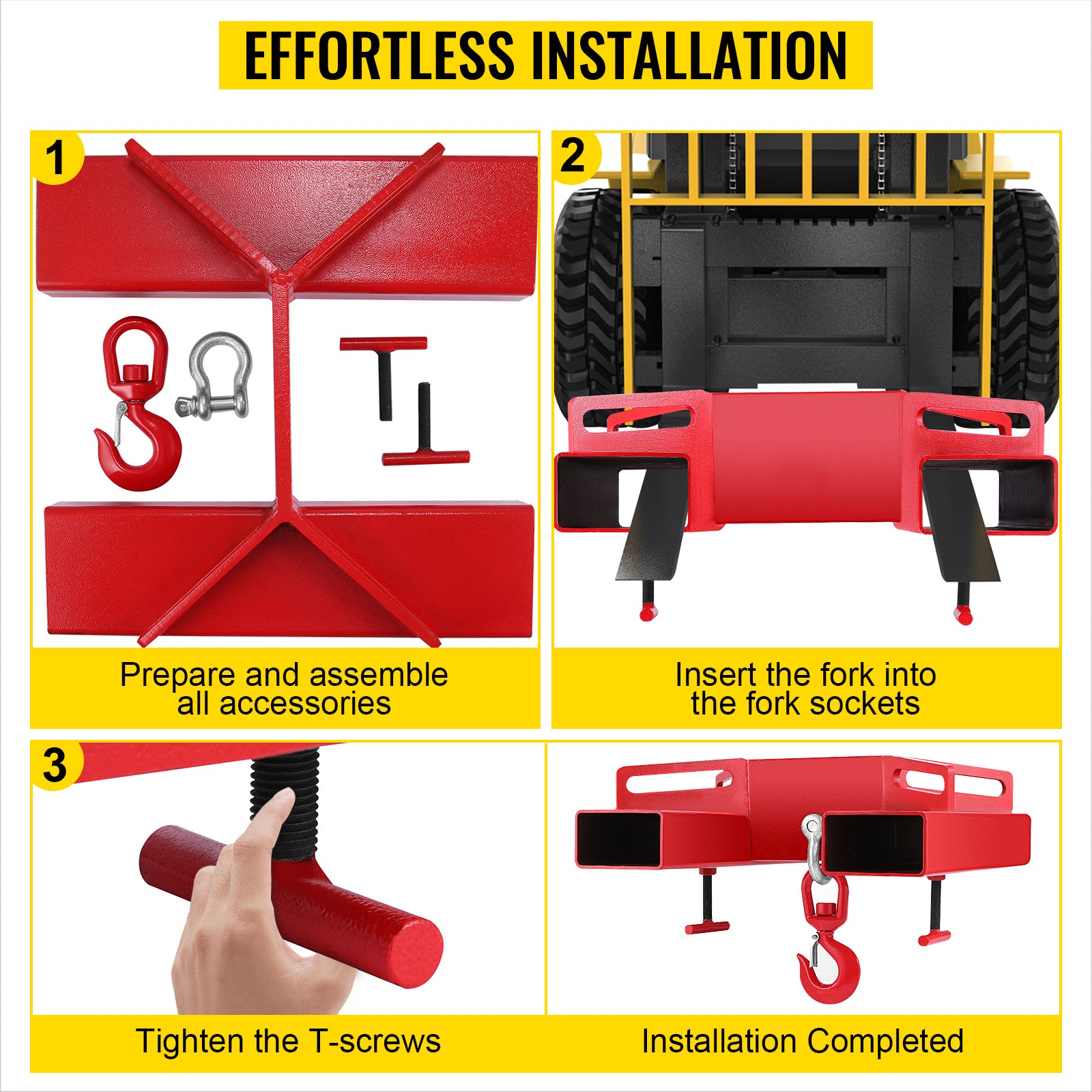 Forklift Lifting Hook 3 Ton (6600 lbs) Swivel Hoist Attachment