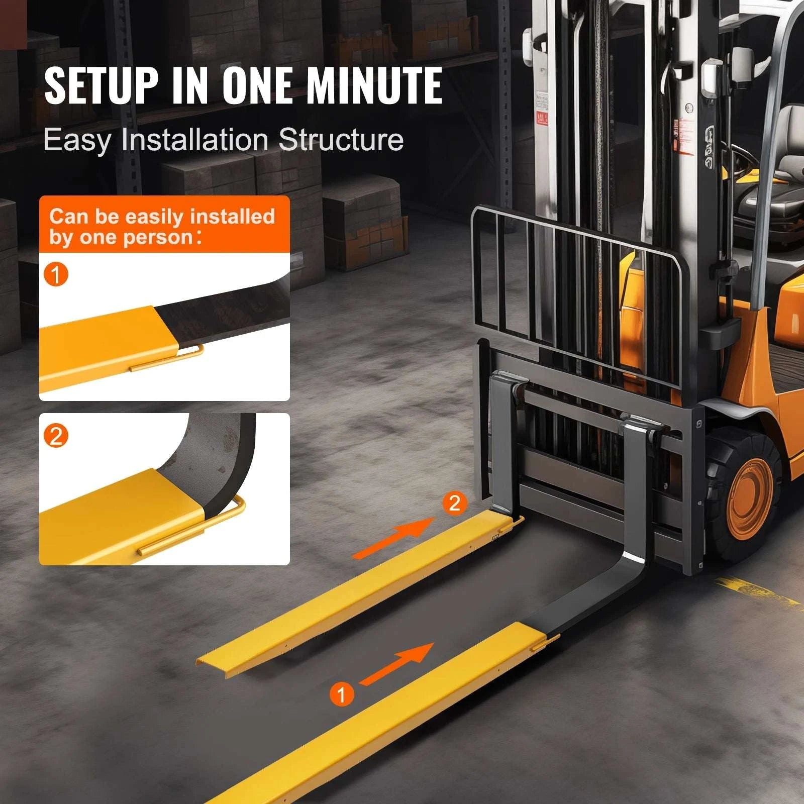 Forklift Pallet Fork Extensions 59.8in Steel Pair 4000 lb Capacity-72inch / United States