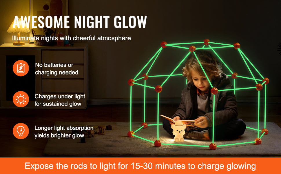 Set de construcție pentru copii cu bețe luminoase – set de joacă DIY de 140 piese