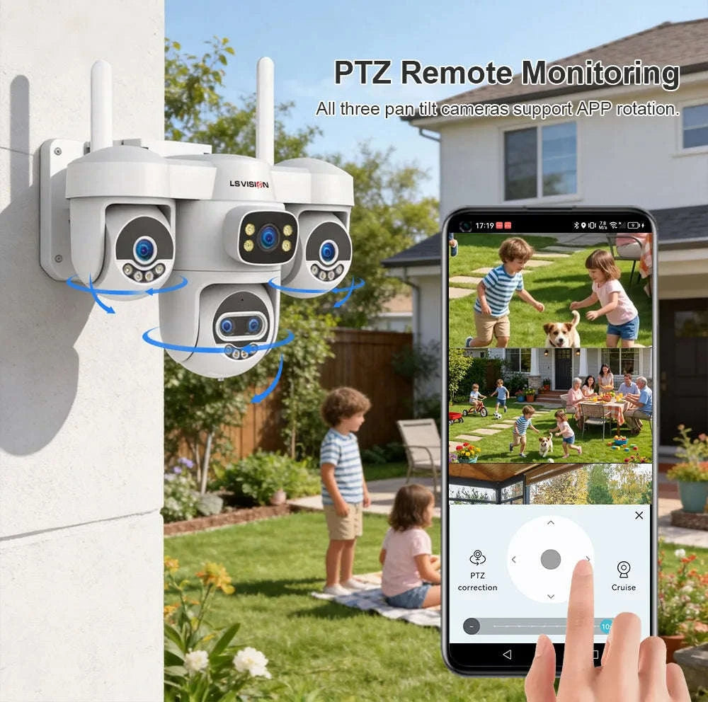Four-Screen 10X Zoom PTZ WiFi Surveillance Camera-WiFi 10XZoom No Card / US Plug / China Mainland